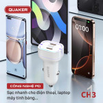 Tẩu Sạc Xe Hơi Thông Minh Quaker CH3 2 Cổng Type-C - 60W